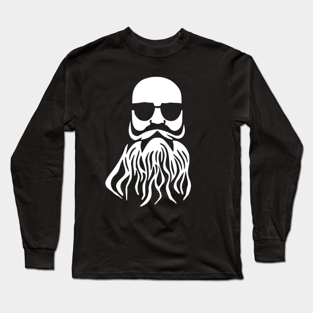 Bald Beard Sunglasses Biker Dude Long Sleeve T-Shirt by BarryJive